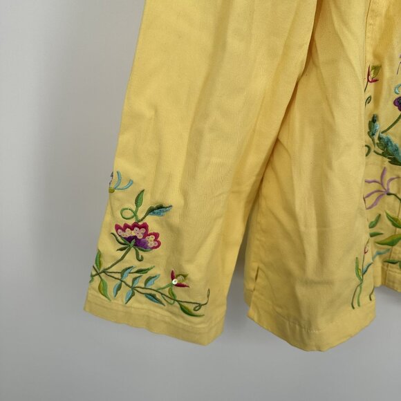 Quacker‎ Factory Yellow Zip Up Jacket Embroidered Butterfly Garden Size 3X - Picture 5 of 7